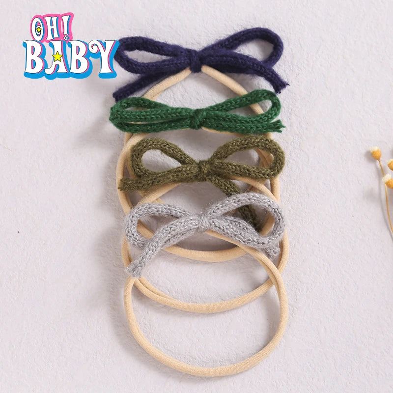 1pcs Wool Bow Elastic Baby Headband for Newborn Girls Hairbands Bowknot Infant Classical Headwear Turban Baby Hair Accessories