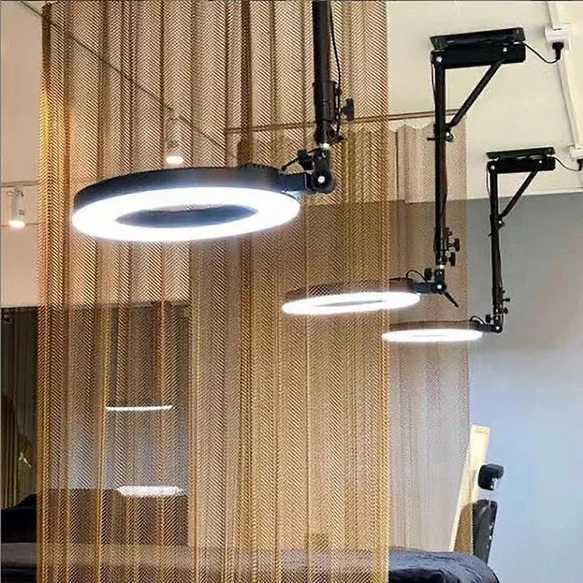 Barber Shop Ceiling Lights 21 Inches Ring Lamp with Wall Mount Phone Holder Remote Control