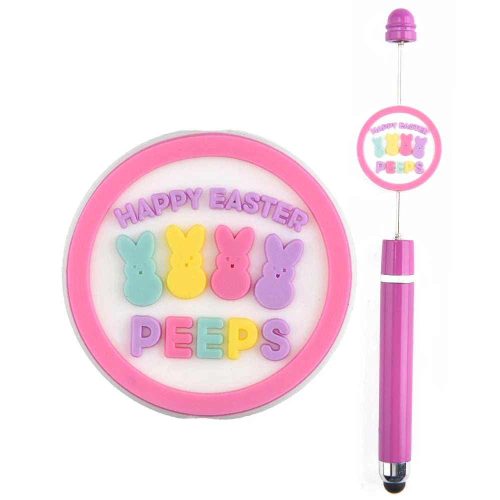 DIY Pink Ribbons PVC Beads Baby Teething Puzzle Silicone Focal Beads for Pen Making Christmas Gift Idea