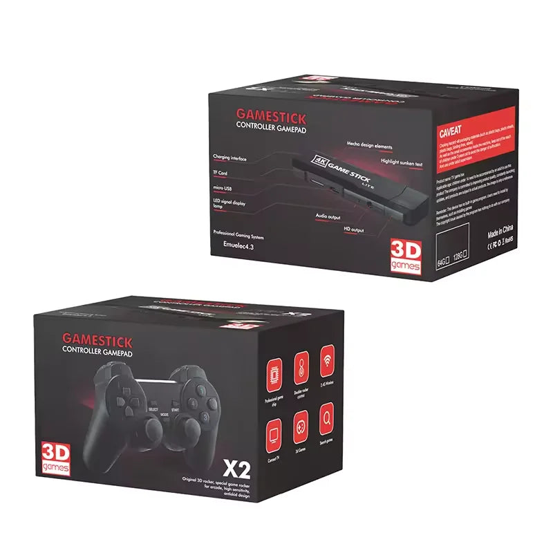 2025 Best Selling Low Price X2 Plus 4K HD TV Game Box Game Stick Video Band 2.4G Wireless Controller 40000 Games