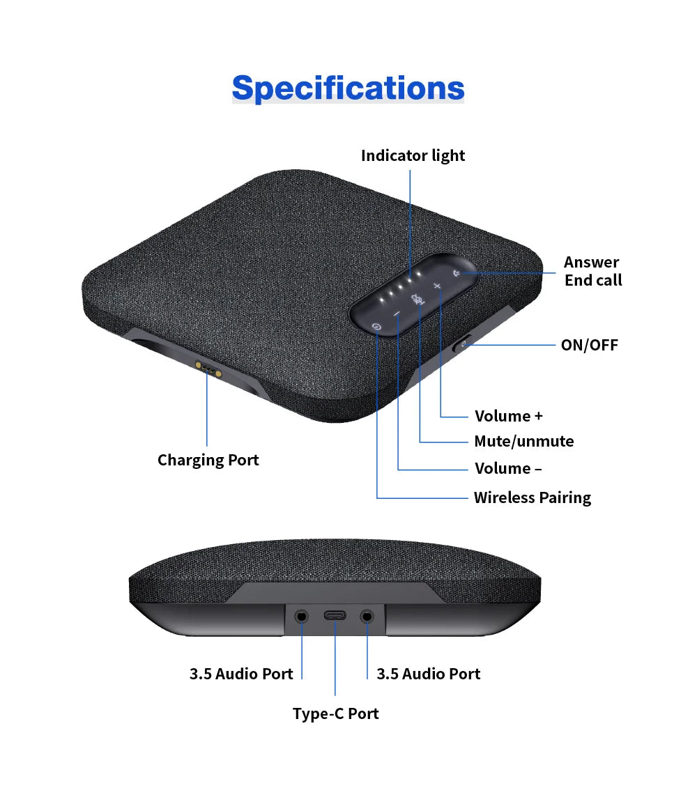 Noise Canceling Wireless Speakerphone Conference Audio System