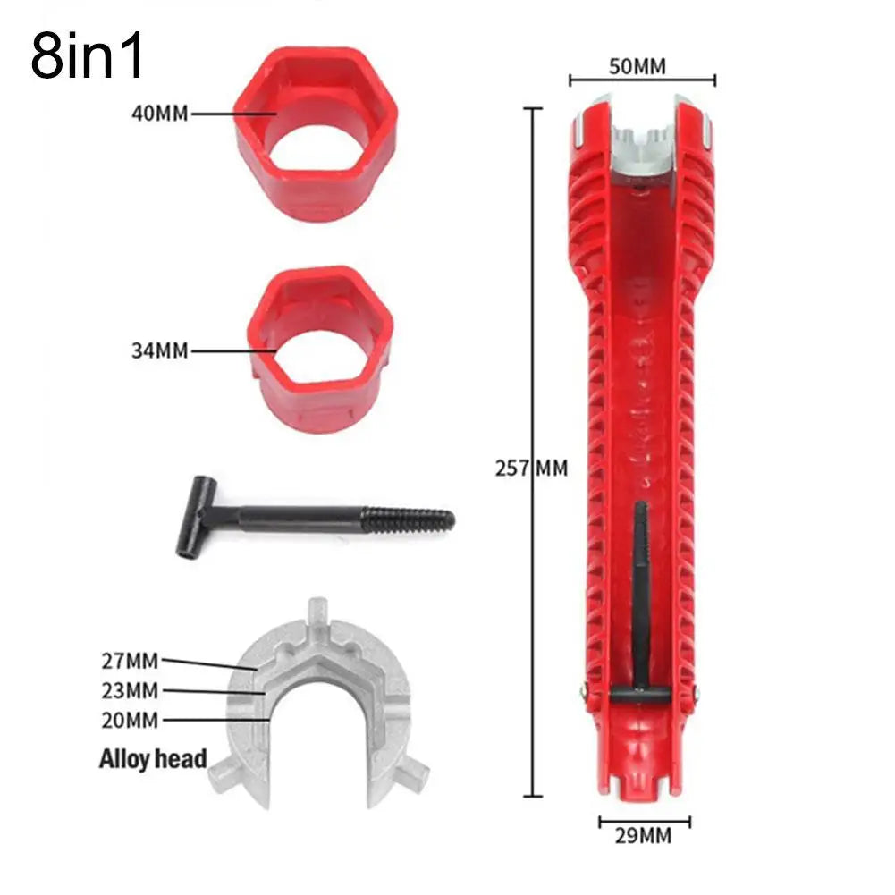 Plumber Tools 8 in 1 Multifunctional English Key Sink Faucet Key Wrench Set Kitchen Anti-slip Repair Pipe Multi Key Hand Tools