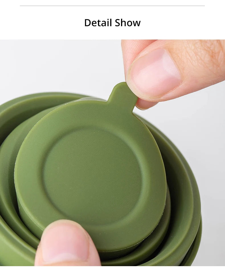 180ML Folding Cup Mini Retractable Cup Silicone Portable Teacup Outdoor Travel Coffee Telescopic Drinking Mug with Lid