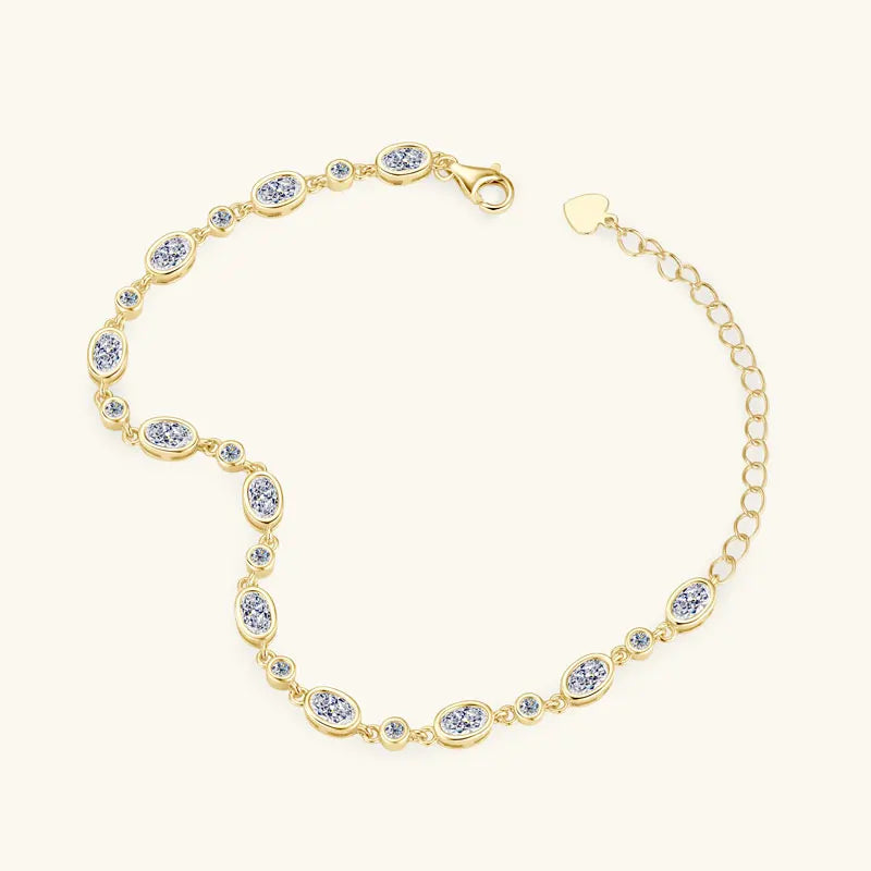 Free Shipping Fashion Elegant Personalized 925 Silver Round 2mm&3x5mm Moissanite Bracelet Tennis Pave Bracelet for Women Gift