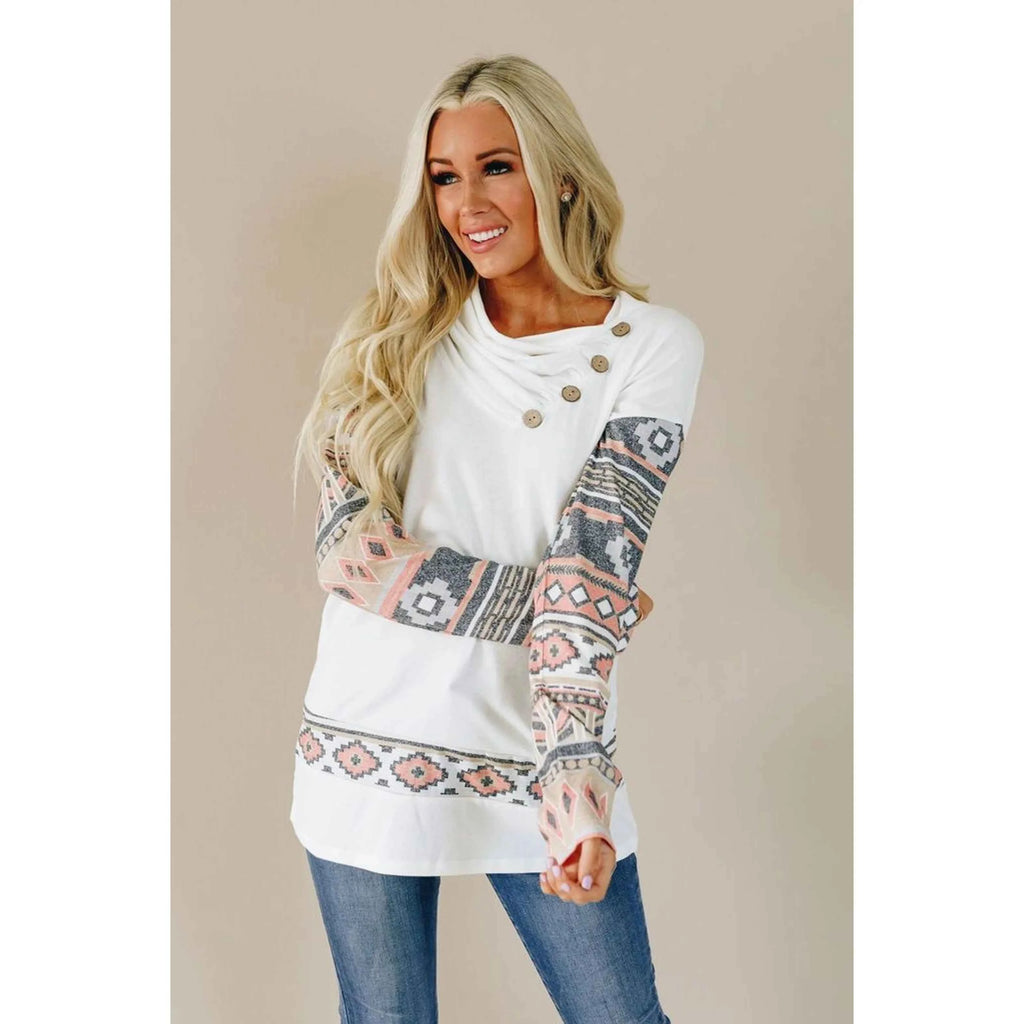 TD Women's Nomadic Sweatshirt Streetwear Style Puff Printing Silk Material Buttoned Zipper Design One Size Fits All Winter