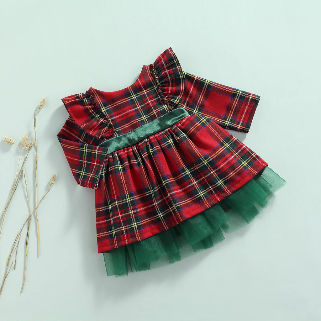 Ma&Baby 6M-6Y 2024 Christmas Red Dress For Girls Toddler Kid Child Plaid Bow Dresses For Girl Xmas Party Princess Costumes