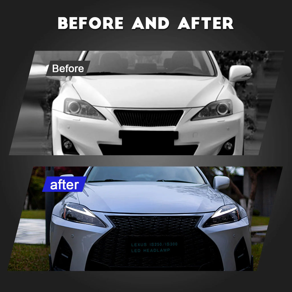 HCMOTIONZ LED Headlights Assembly for 2006-2013 Lexus IS DRL Start Animation 6000k Color Fitting Models IS250 IS350 ISF IS 220d