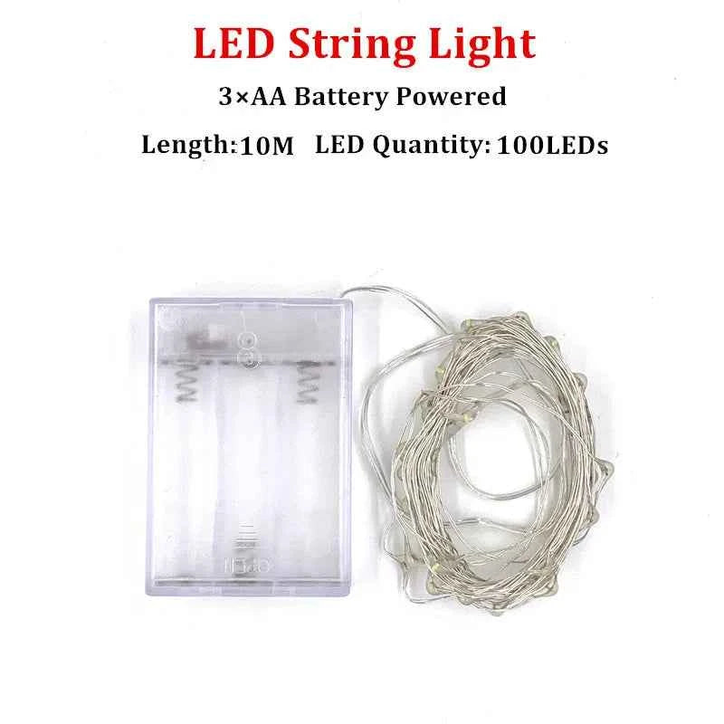 Fairy Lights AA Battery Powered 1M 10 2M 20 3M 30 5M 50 10M 100Leds Silver Led Copper Wire String Light Decorative Fairy Lights