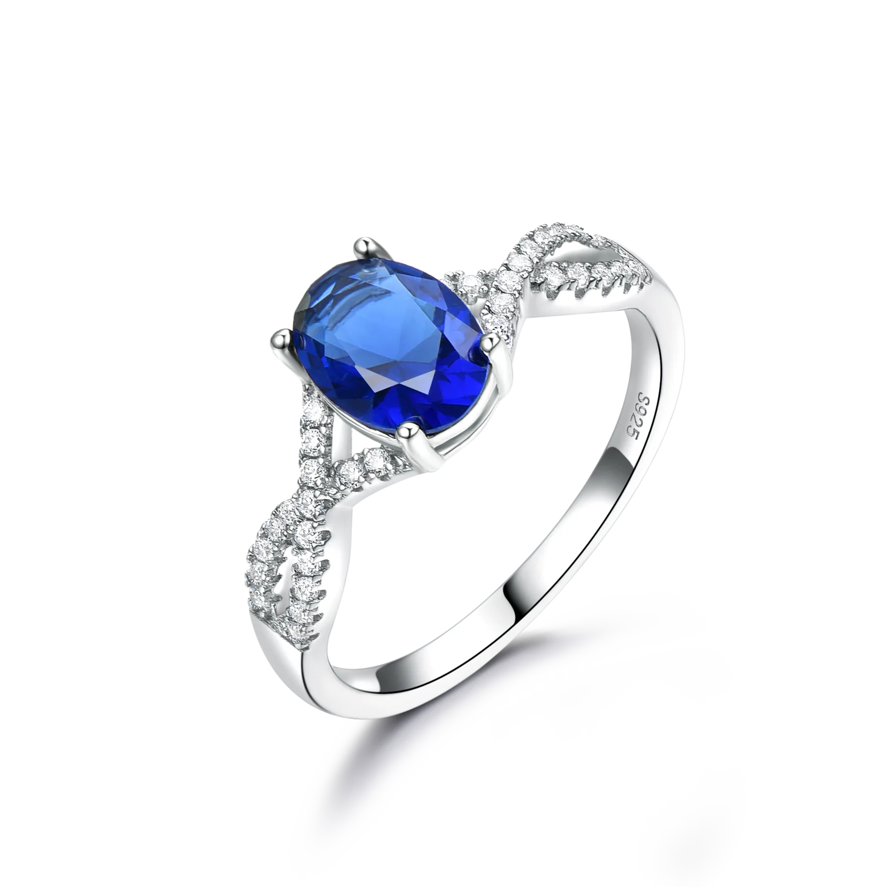 New Fashionable Blue Gemstone Ring 925 Sterling Silver Women Wedding Ring Sterling Silver Jewellery