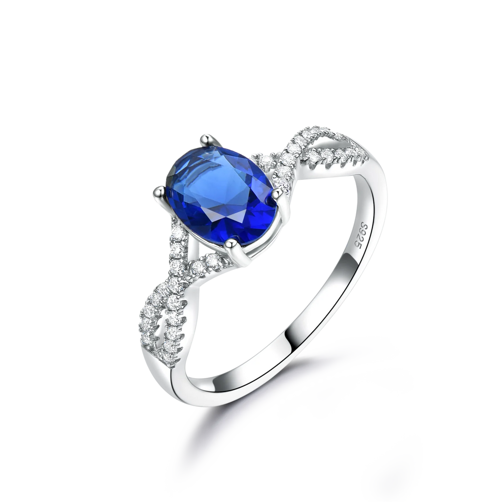 New Fashionable Blue Gemstone Ring 925 Sterling Silver Women Wedding Ring Sterling Silver Jewellery