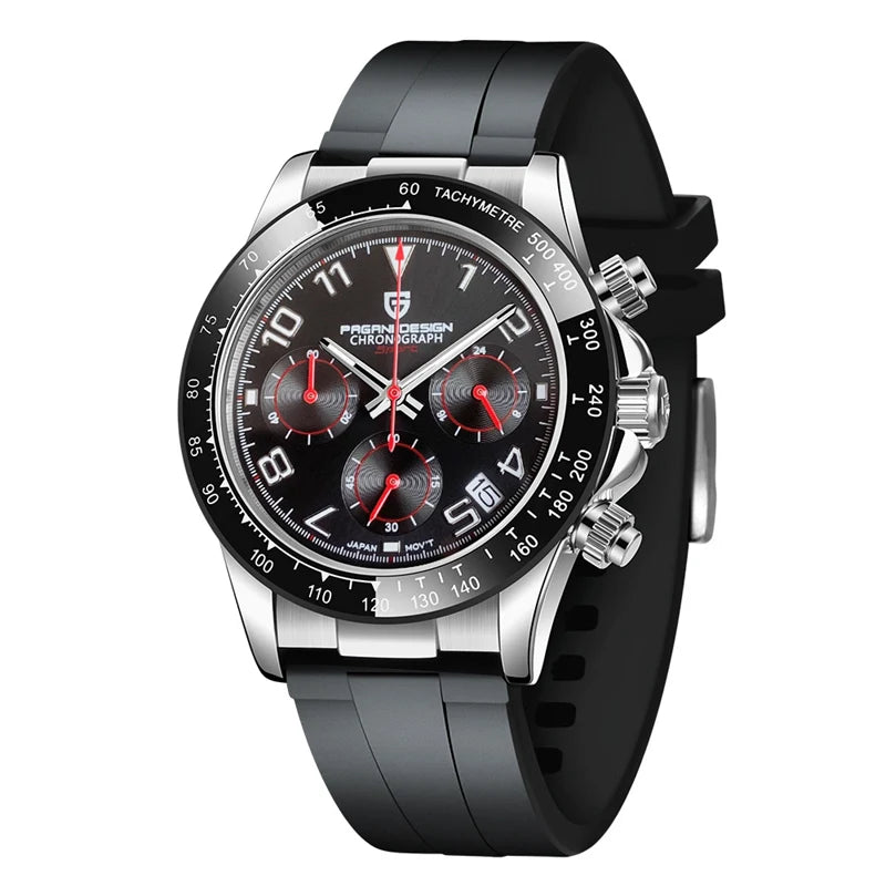 PAGANI DESIGN 1687 Rubber Strap Sapphire Glass Sports Watch Chronograph Men's Top Luxury Brand Men's Quartz Watch