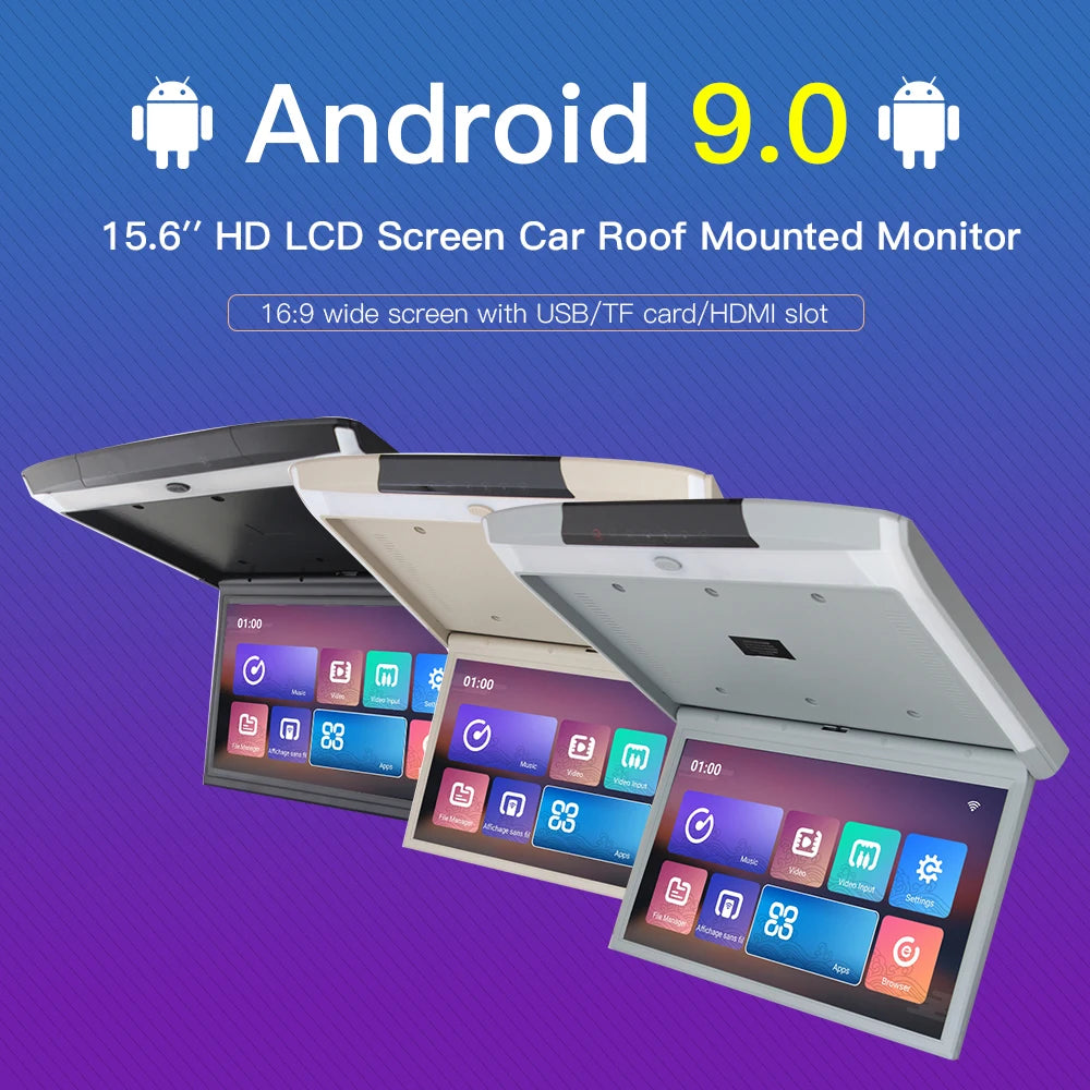 15.6 Inch Android Digital IPS Screen Flip Down Car LCD Roof Mounted Monitor Overhead Multimedia Video Ceiling Mount Display