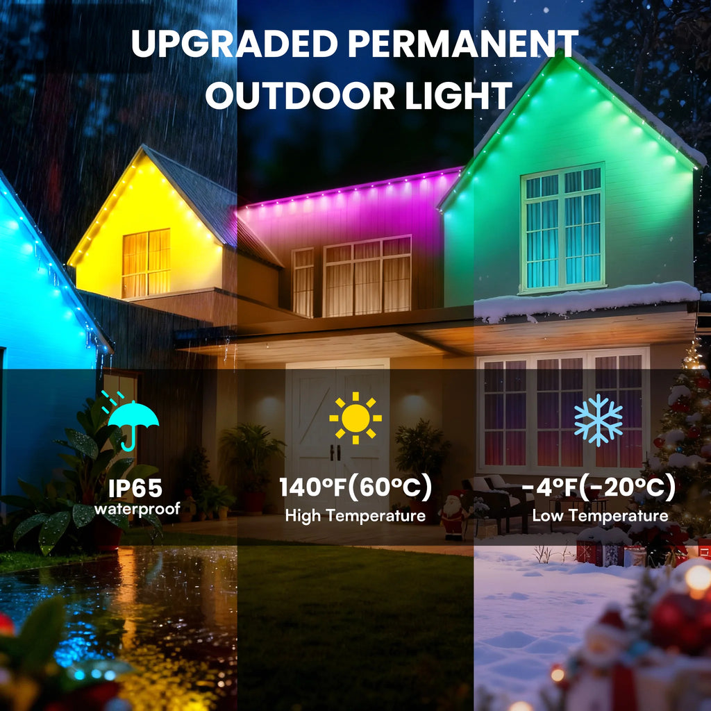 LED Eaves Lights Outdoor Waterproof Ultrasonic Fence Lights for Garden Patio Yard Decoration