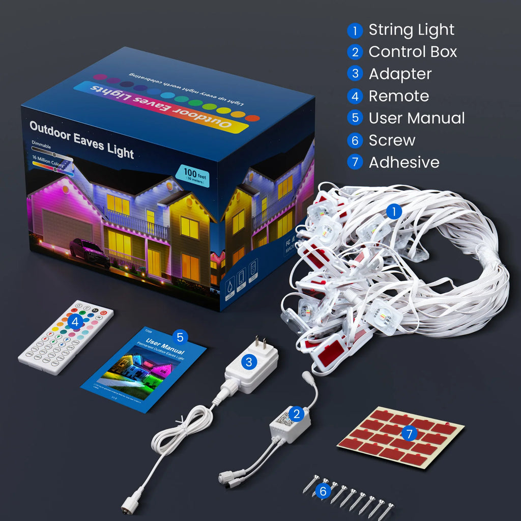 LED Eaves Lights Outdoor Waterproof Ultrasonic Fence Lights for Garden Patio Yard Decoration