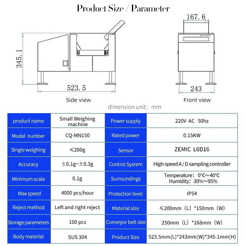 High Speed High Accuracy Checkweigher Conveyor Belt Weighing Checker Small Check Weight Machine for Hardware Parts