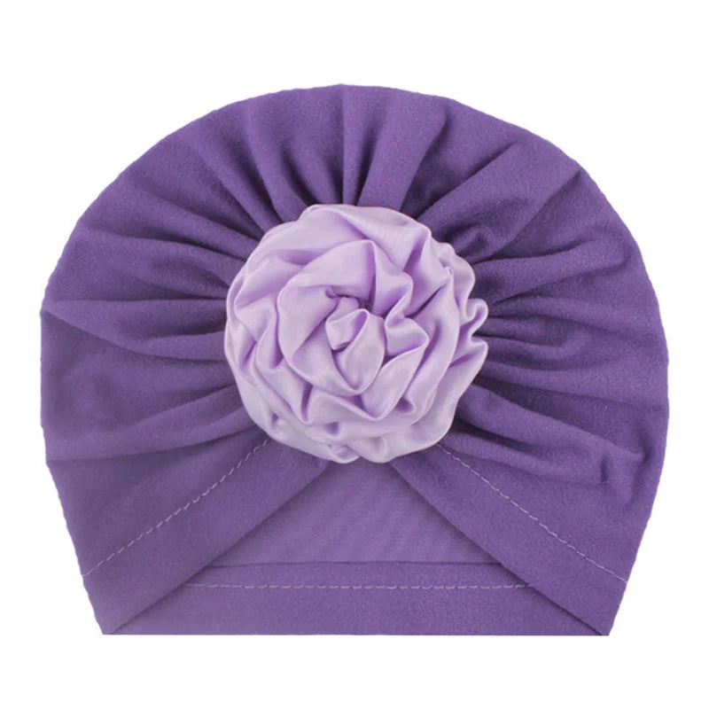 Cute Big Flower Baby Hat Soft Cotton Infant Toddler Girl Bonnet Turban Elastic Kids Newborn Beanie Cap