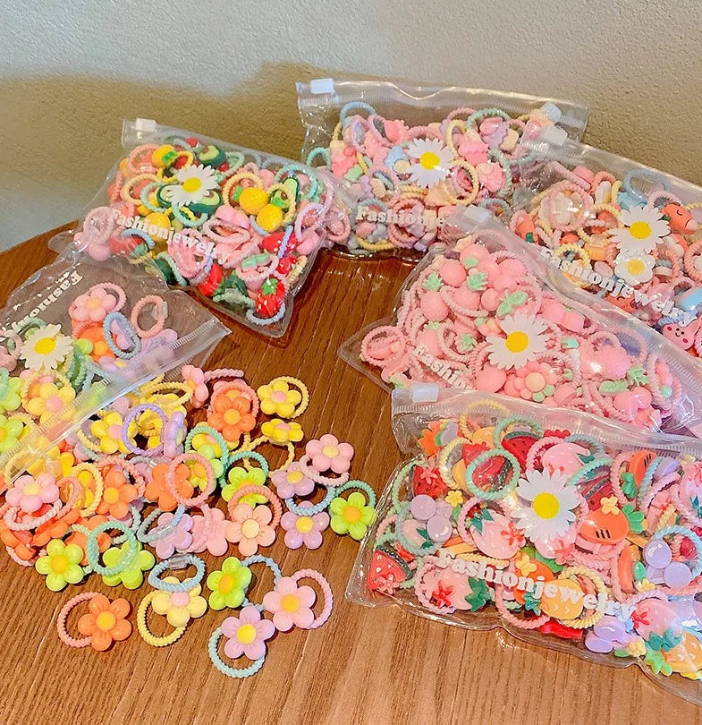 New 2024 Children Cute Candy Color Small Mini Thumb Hair Ties Set Lovely Rubber Hair Bands Girls Hair Accessories for Kids