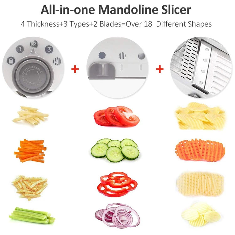 Adjustable Mandoline Slicer Stainless Steel Vegetable Chopper Slicer Veggie Chopper with Waffle Maker| French Fry Cutter YY120