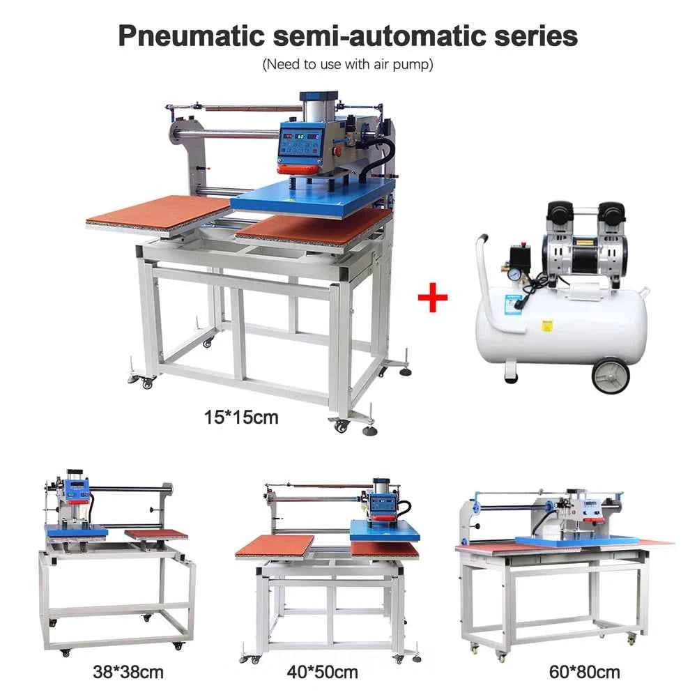 MomoTech New Semi-Automatic Pneumatic Auto-Open Slide 15*15CM Heat Press Machine Multifunctional for Caps Mugs T-Shirts