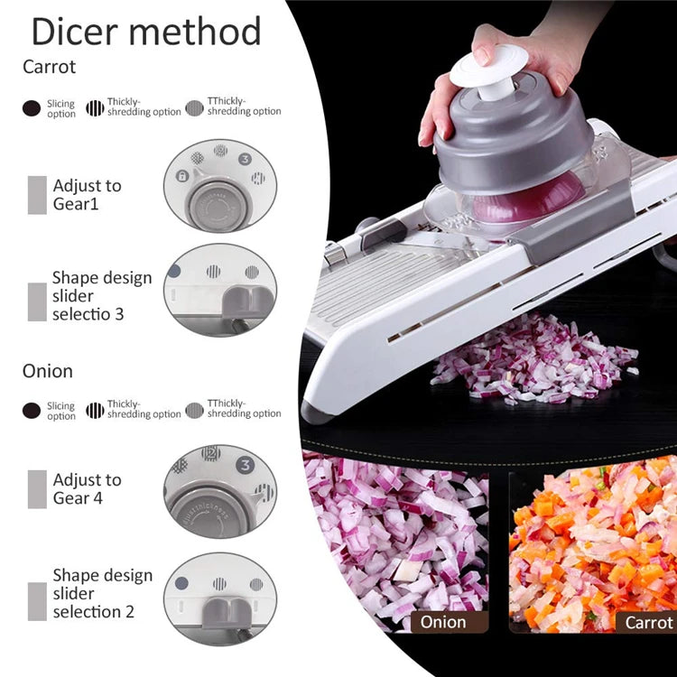 Adjustable Mandoline Slicer Stainless Steel Vegetable Chopper Slicer Veggie Chopper with Waffle Maker| French Fry Cutter YY120