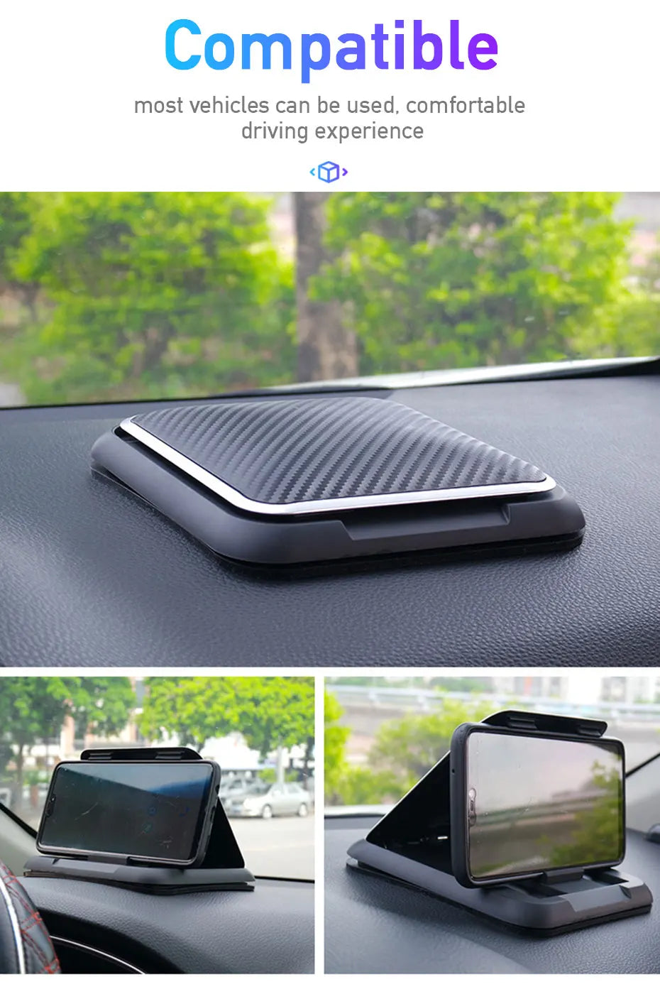 Car Phone Holder Mount Universal Dashboard Phone Holder for Car Anti-Slip Silicone Suction Pad Adjustable Smartphone Support