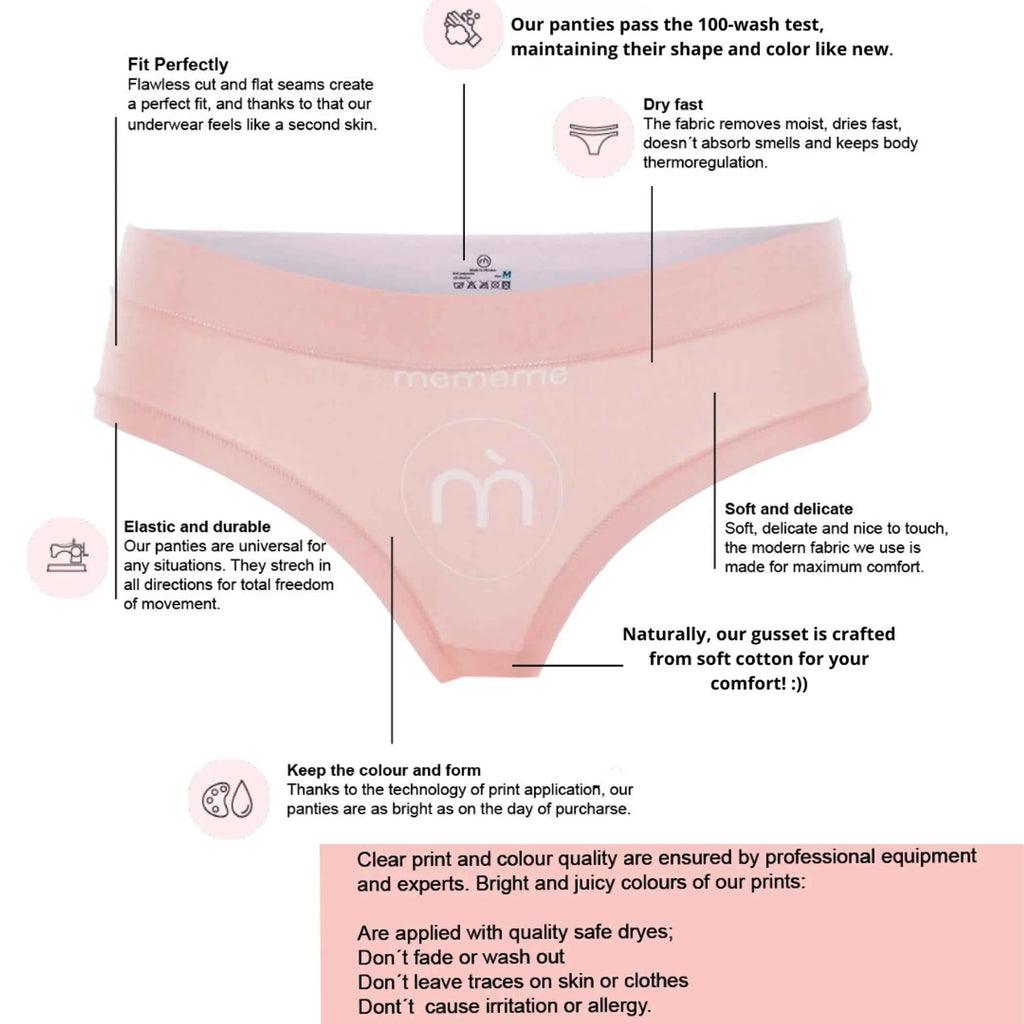TD Mememe SICILY Floral Lemon Women's Panty High Quality Mid-Rise Boyshort with Bow Decoration XL Size Everyday Style