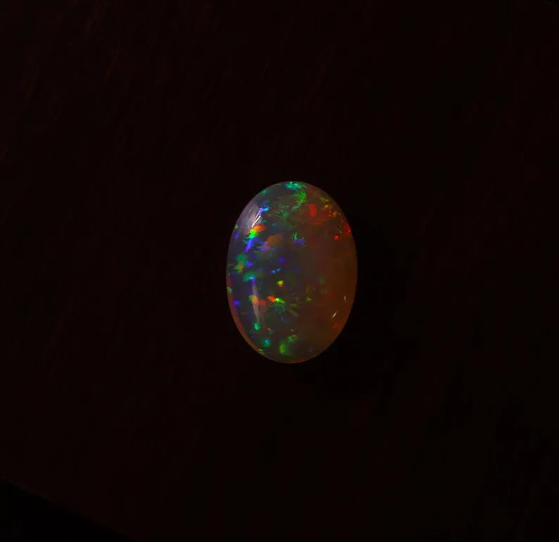 Customizable Oval Cut  Heat Treated Ethiopian Opal Synthetic Lab Created Loose October Birthstone Blue Fire Effect Attractive
