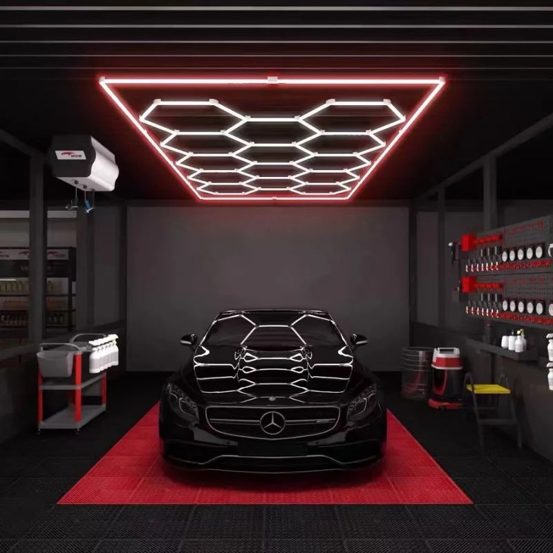 ETOP 14 Hex Grid Light Detailing Studio Poshing Workshop LampHexagon Ceiling Light for Car Detailing Garage Workshop Lighting