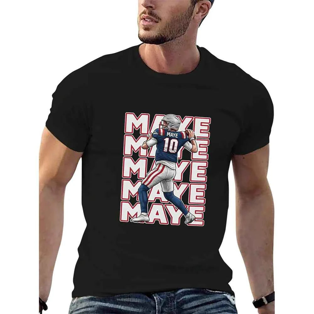 USA In-Stock New England Team Culture Shirt MAYE #10 Jersey T-Shirt Men's Casual Crew Neck T-Shirts 100% Cotton 180g Stretch Top