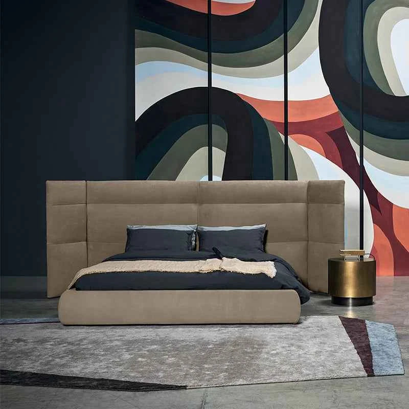 180*200 Soft Cloth Queen Size Bed Italian Minimalist Design Modern Style Headboard Customizable Color Luxury Bedroom Furniture