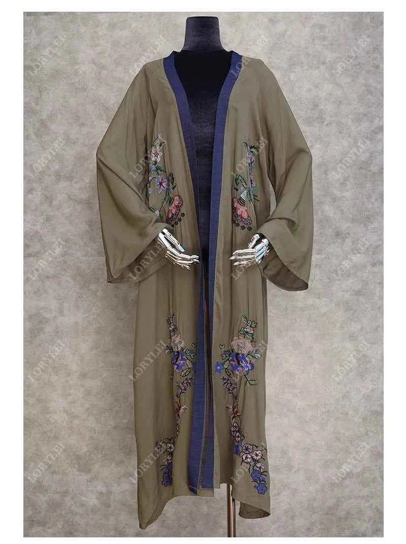 Embroidery Kaftan Beach Tunic Beach Cover up Saida de Praia Swimsuit Women Bikini cover up Pareo Sarong Beachwear Q882