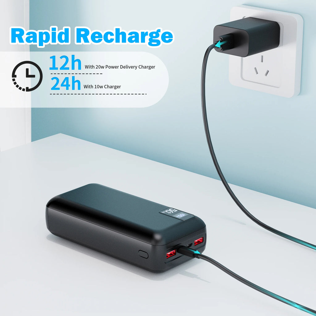 US Stock Free Shipping Ultra High Capacity 50000mAh Power Bank PD Fast Charging Outdoor Power Bank for Travel Camping Hiking
