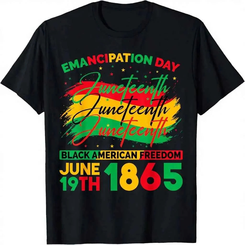 Free Shipping Juneteenth Vibes Only 1865 African American Men Women Kids 100% Cotton Machine Wash T-Shirt Eco