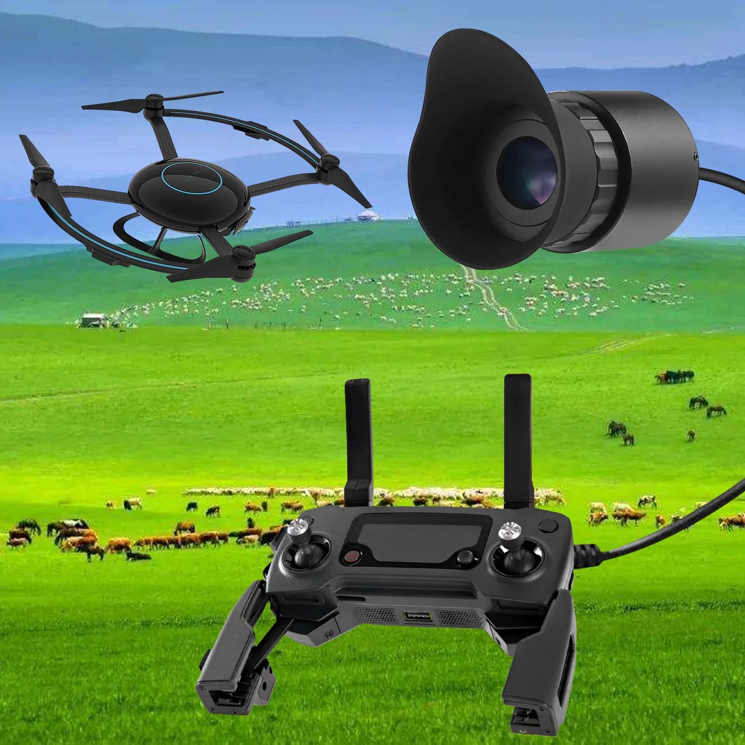 80-inch Portable Head-mounted Monocular Display 0.39-inch Screen with 12x Eyepieces to Support Diopter Adjustment Ocular Lens