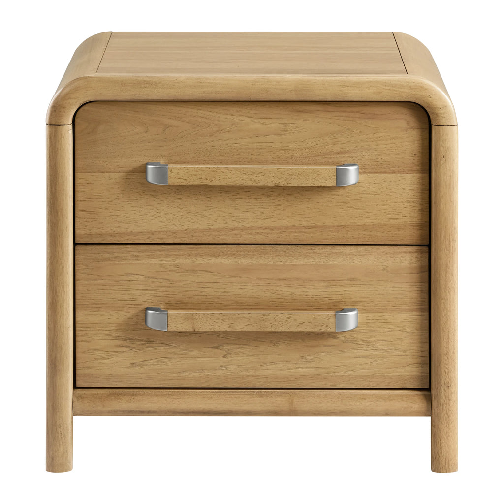 Modern Design Bedroom Furniture Sets Bedside Table Plywood Frame Solid Wood Veneer with 2 Drawers Nightstands