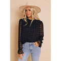 TD Women's Catwalk Polka Dot Embroidered Blouse Chiffon Knitted Casual Daily Top in XL Long Short Season Styles Lace Decoration