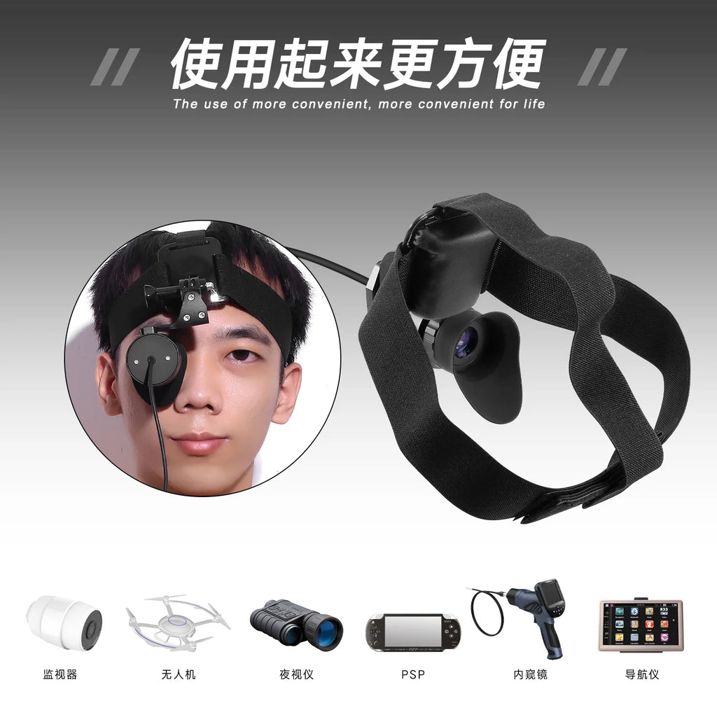 80-inch Portable Head-mounted Monocular Display 0.39-inch Screen with 12x Eyepieces to Support Diopter Adjustment Ocular Lens