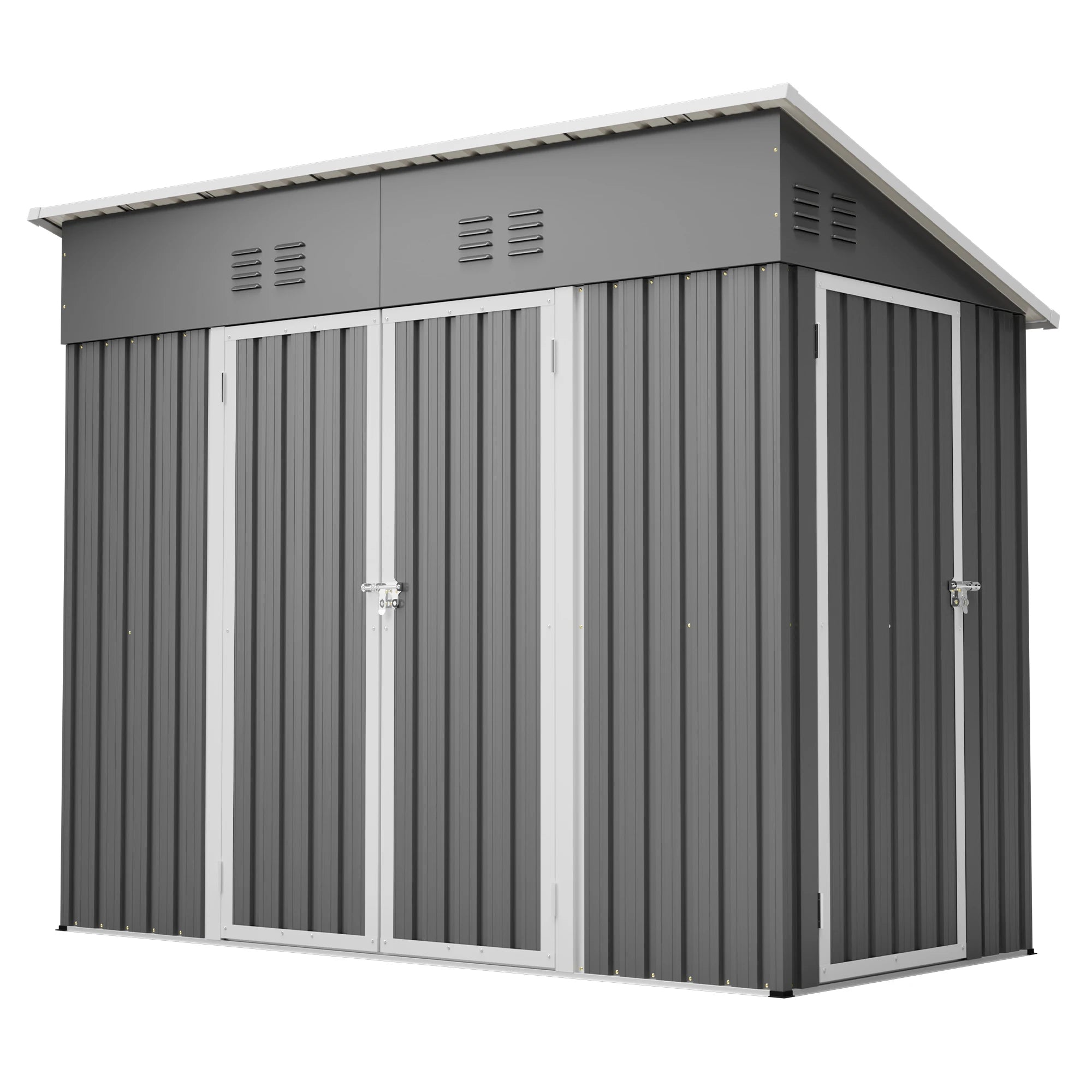 [USA Local Stock] Free Shipping 4x8 Slope-Roof Reinforced Storage Shed with Weatherproof Sloping Roof Fast Shipping From US