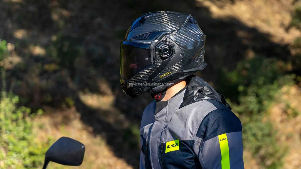 FF901 Original Carbon Fiber Rear Flip Helmet with Double Lens 180° Uncover DOT Four Seasons Compatible Fiber 6K for Motorcycles