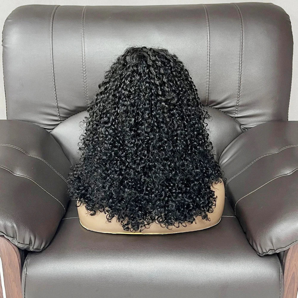 Factory Price Sdd Unprocessed Natural Black Raw Indian Hair,14Inches Pixie Curly 13X4 Frontal Transparent Lace Bob Wig Drop Ship