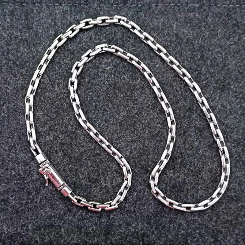 BOCAI Trendy Simple 6MM Collarbone Link New 6MM Necklace Chain for Men & Women Sweater Casual Outfits S925 SilverJewelry