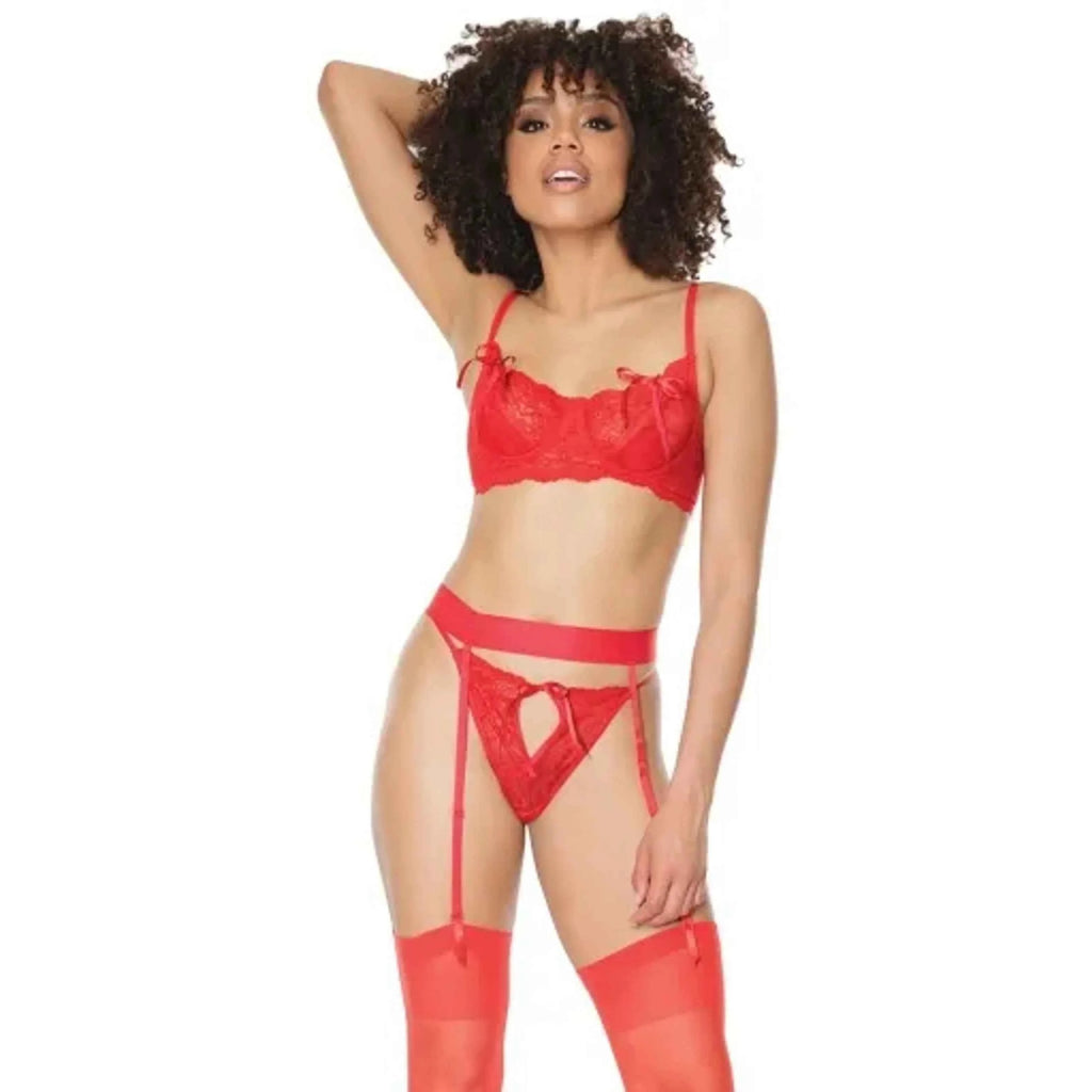 TD Coquette BraGarter & G-String Set Intimates Accessories
