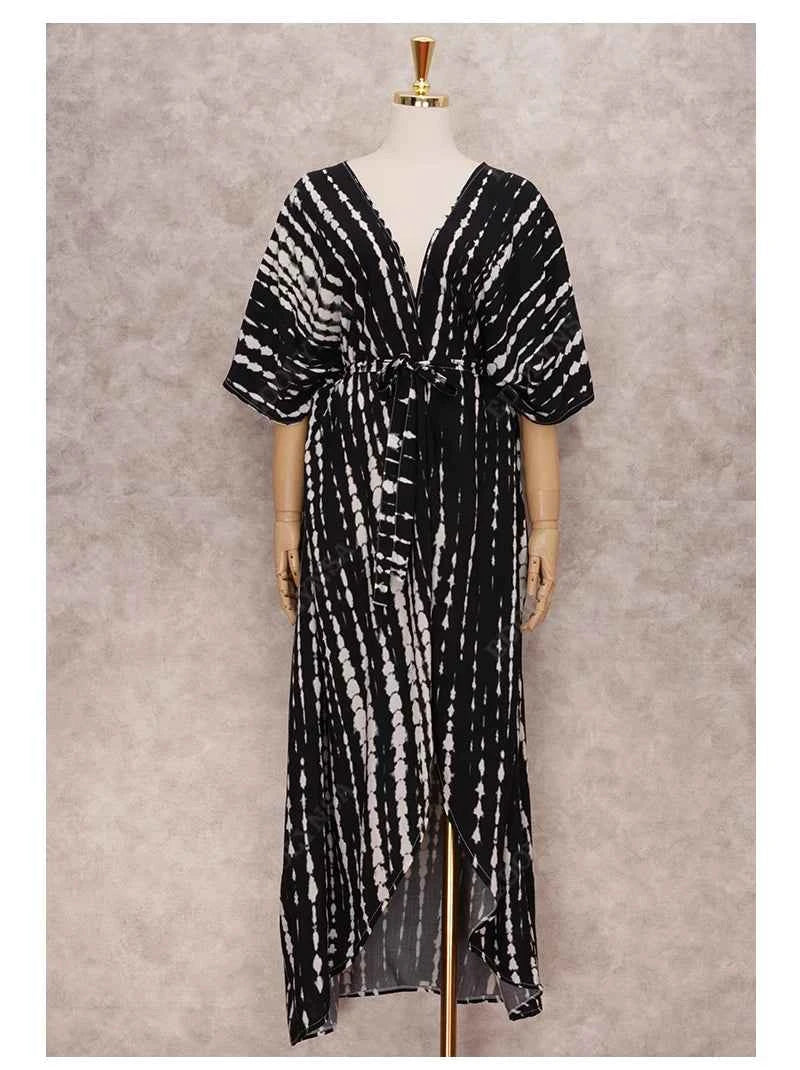 Embroidery Kaftan Beach Tunic Beach Cover up Saida de Praia Swimsuit Women Bikini cover up Pareo Sarong Beachwear Q882