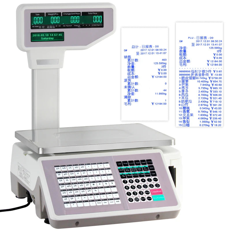 15kg/30kg Multi-Languages Label Printing Scale LCD Display Digital Barcode Scale