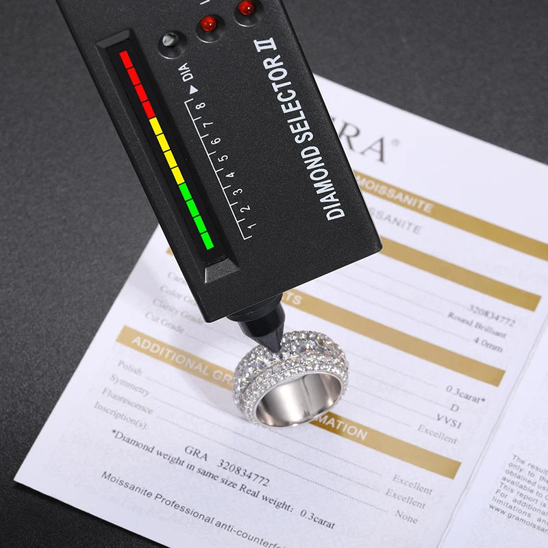 Wholesale Sparking Vvs Moissanite Diamond Ring Round Cut 925 Silver Hip Hop Jewelry Engagement Wedding Rings