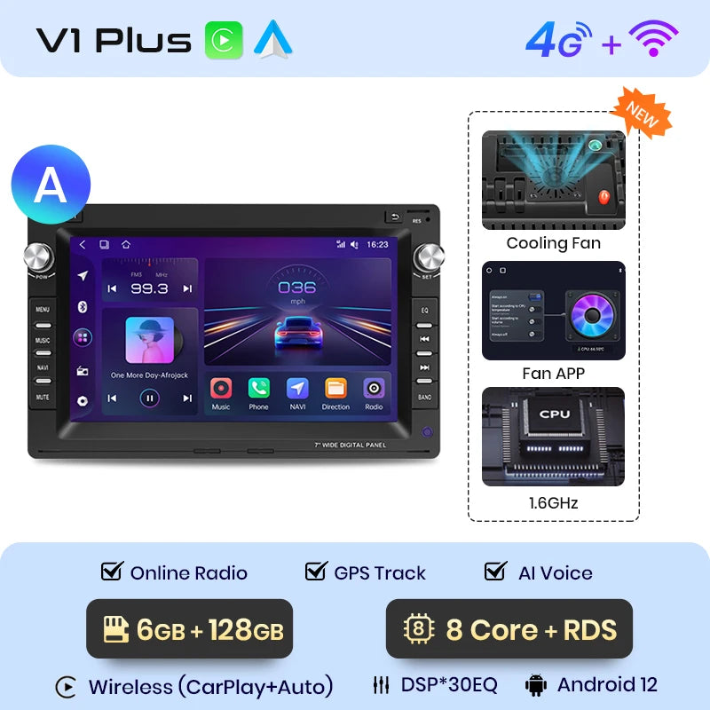 Junsun EU Stock Android Auto Radio for VW Golf 4 Passat POLO Transport T5 Multivan Seat Jetta Carplay Car Head Unit 7 Inch