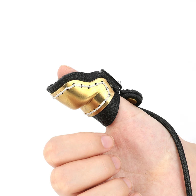 Archery Thumb Ring Mongolian Bow Brass Leather Finger Guard for Hunting Target Traditional Bow