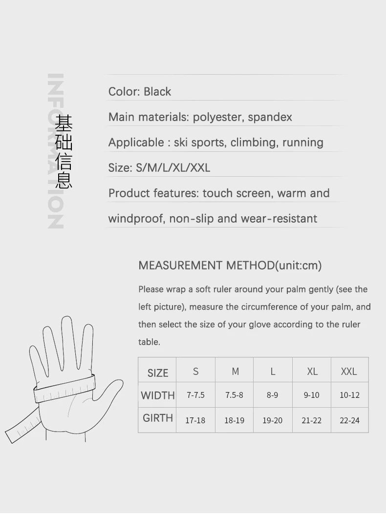Winter Warm Gloves Men Women Touchscreen Waterproof Cycle Gloves Male Outdoor Sports Plus Velvet Motorcycle Running Ski Glove