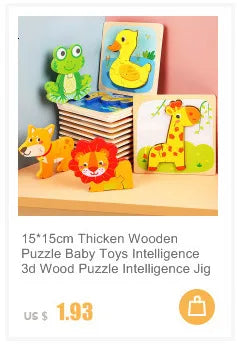 Montessori Toys 3D Puzzle Cartoon Animals Vehicle Cognitive Jigsaw Puzzle Wooden Toys for Children Baby Puzzle Game Gift