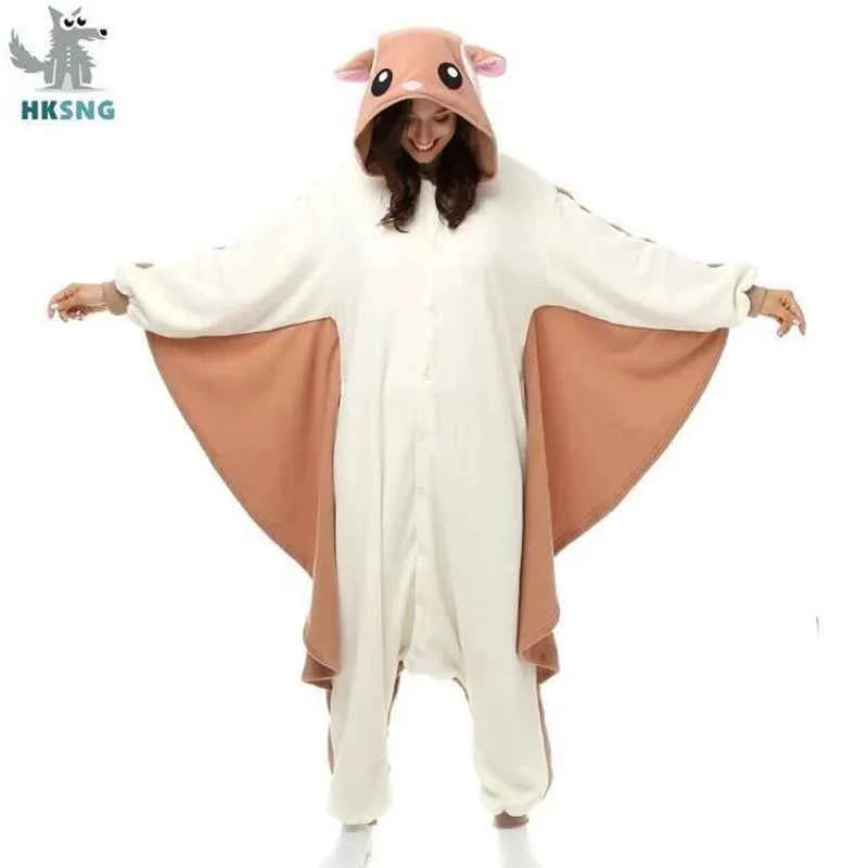HKSNG Animal Adult Kigurumi Flying Squirrel Onesies Party Halloween Mouse Pajamas Cosplay Chipmuck Costumes Sleepwear Jumpsuit